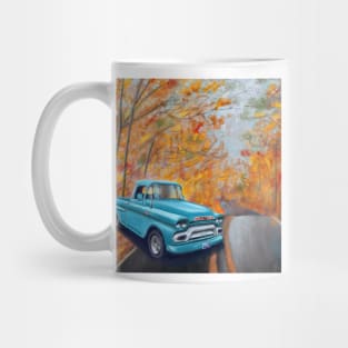 Vintage Blue Pickup in Autumn Mug